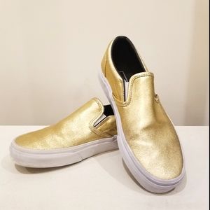 Gold Metallic Vans Slip On Women Size 8
